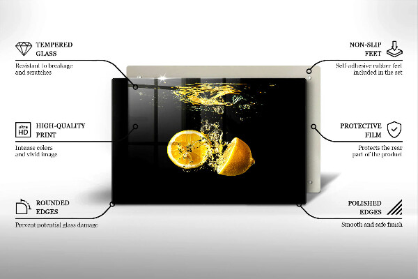 Steklena podloga za rezanje Sočno sadje limone