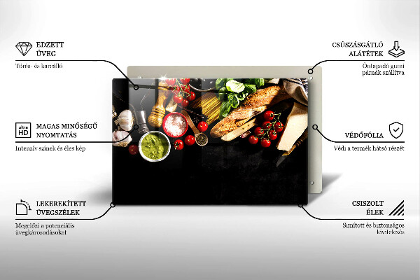 Steklena podloga za rezanje Italijanske sestavine in začimbe