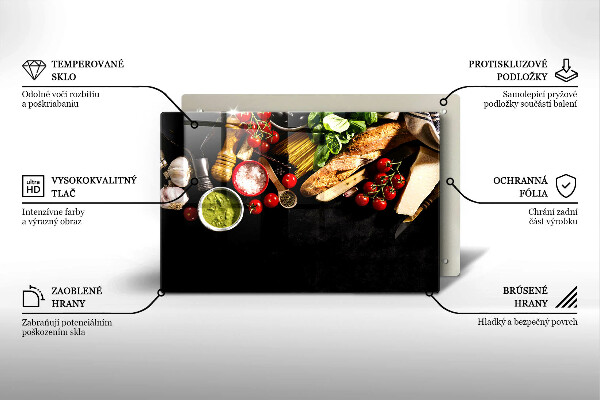 Steklena podloga za rezanje Italijanske sestavine in začimbe