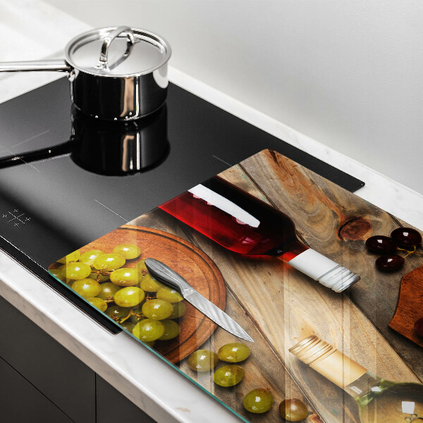 Steklena podloga za rezanje Vinske steklenice in grozdje