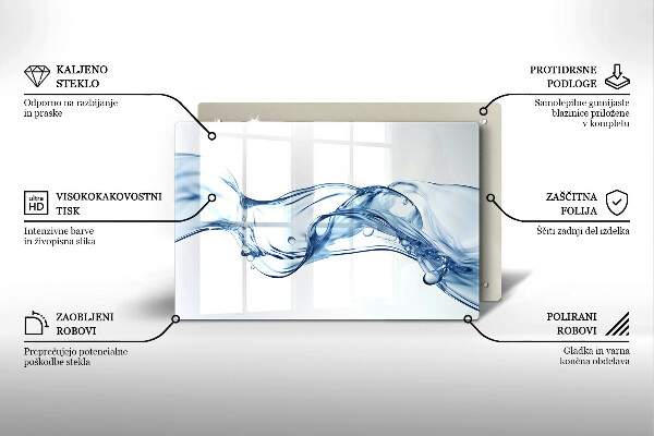Steklena podloga za rezanje Kristalna voda