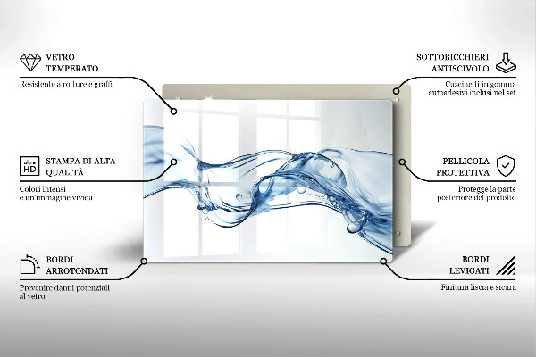 Steklena podloga za rezanje Kristalna voda