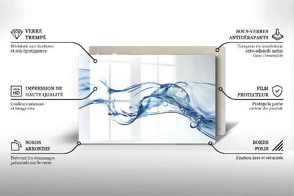 Steklena podloga za rezanje Kristalna voda