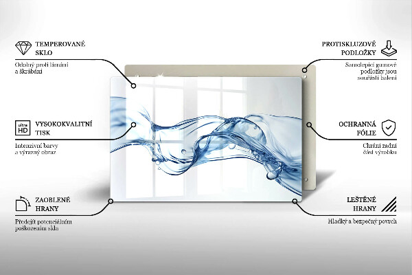 Steklena podloga za rezanje Kristalna voda