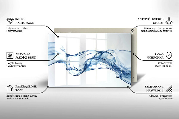 Steklena podloga za rezanje Kristalna voda