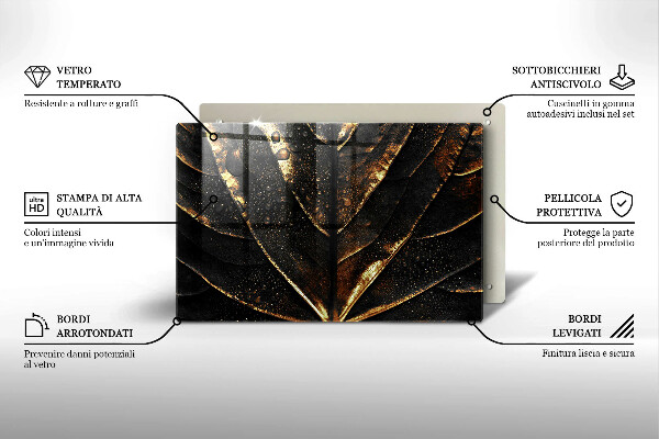 Steklena podloga za rezanje Zlati lističi