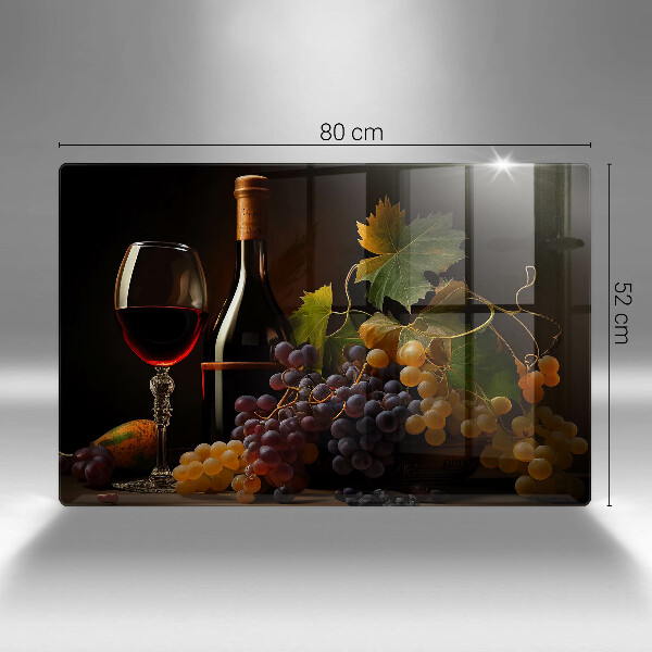Steklena podloga za rezanje Kozarec vina in grozdje