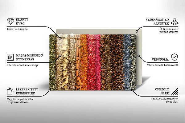 Steklena podloga za rezanje Pisane začimbe