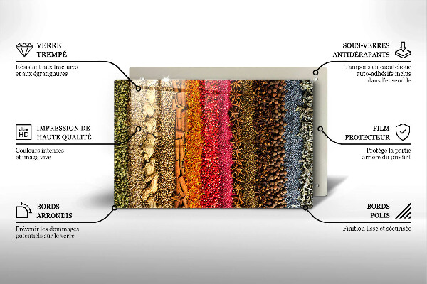 Steklena podloga za rezanje Pisane začimbe
