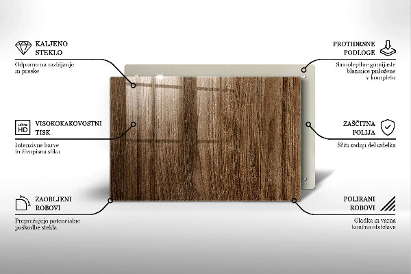 Steklena podloga za rezanje Tekstura lesa