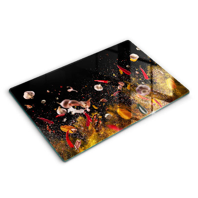 Steklena podloga za rezanje Pekoče začimbe