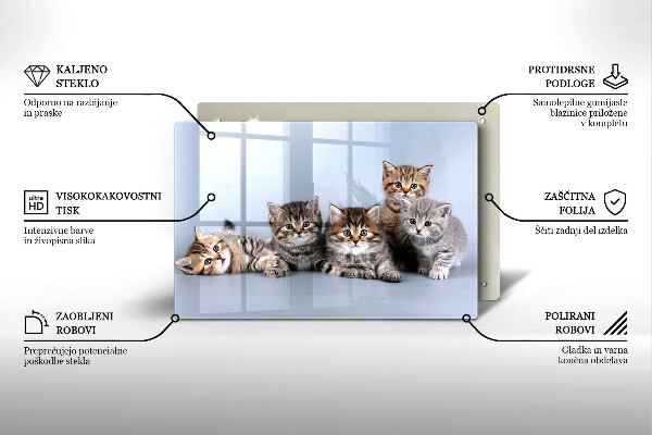 Steklena podloga za rezanje Sladki mali mucki