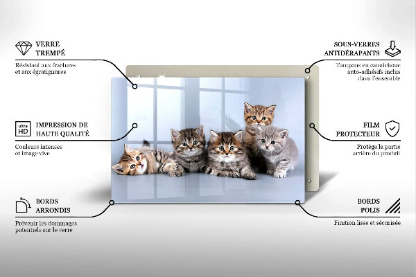 Steklena podloga za rezanje Sladki mali mucki