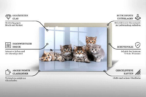 Steklena podloga za rezanje Sladki mali mucki