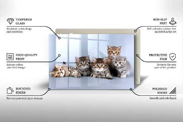 Steklena podloga za rezanje Sladki mali mucki