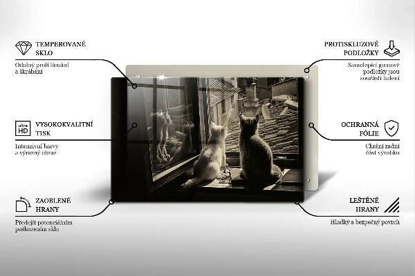 Steklena podloga za rezanje Mačje mesto in okno
