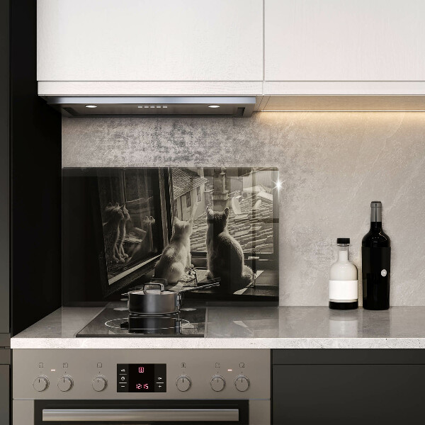 Steklena podloga za rezanje Mačje mesto in okno