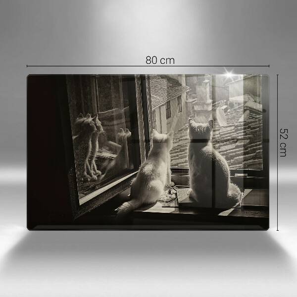 Steklena podloga za rezanje Mačje mesto in okno