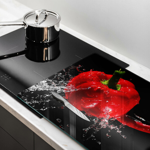 Steklena podloga za rezanje Rdeča paprika v vodi