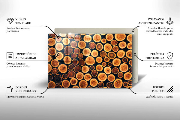 Steklena podloga za rezanje Leseni štori