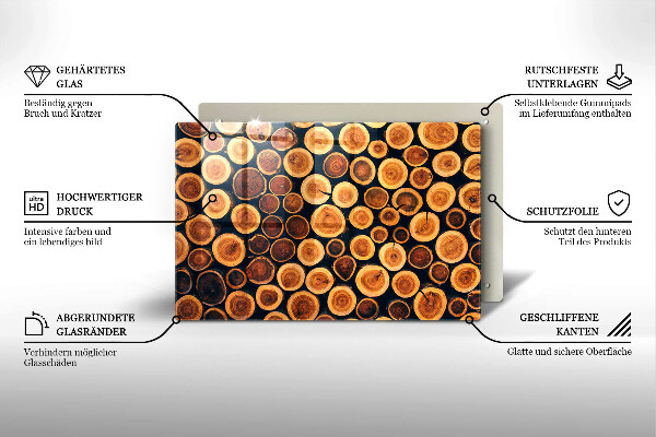 Steklena podloga za rezanje Leseni štori