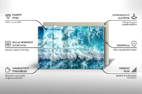 Steklena podloga za rezanje Valovi morske vode