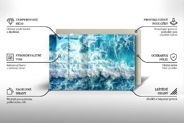 Steklena podloga za rezanje Valovi morske vode