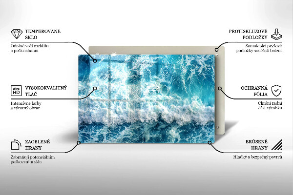 Steklena podloga za rezanje Valovi morske vode