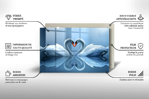 Steklena podloga za rezanje Dva labodja srca