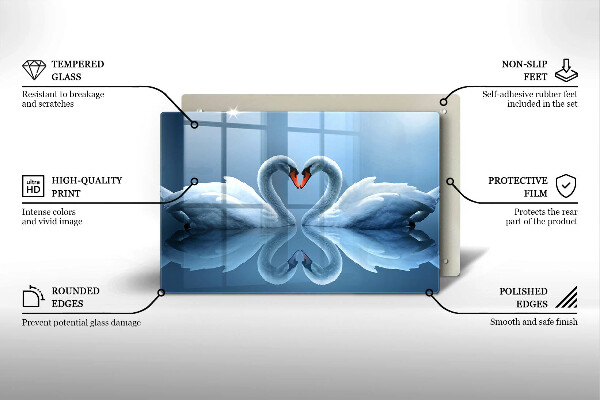 Steklena podloga za rezanje Dva labodja srca