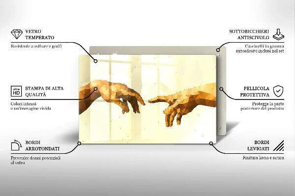 Steklena podloga za rezanje Stvarjenje Adamovih rok