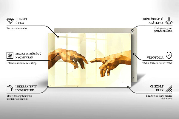 Steklena podloga za rezanje Stvarjenje Adamovih rok