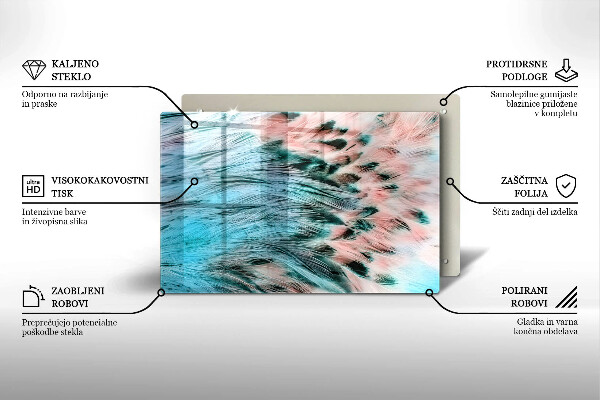 Steklena podloga za rezanje Boho ptičje perje