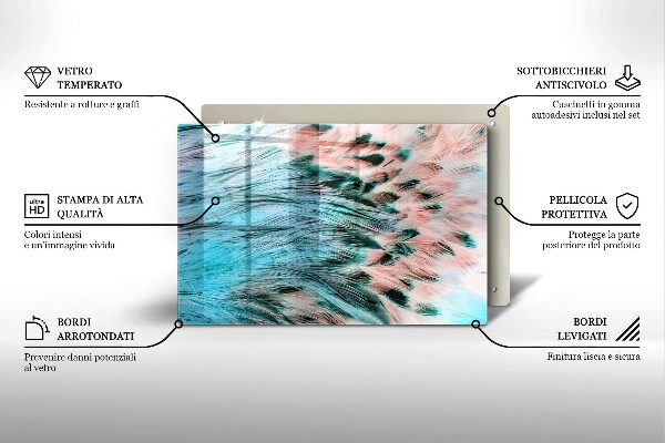 Steklena podloga za rezanje Boho ptičje perje