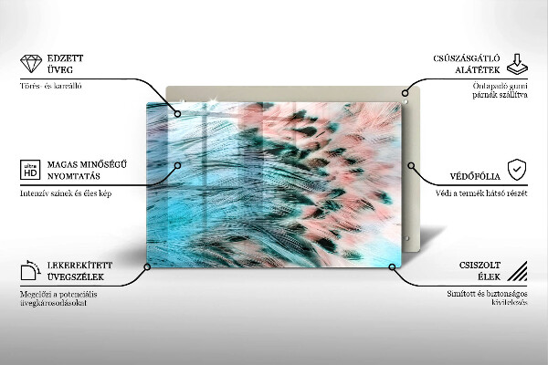 Steklena podloga za rezanje Boho ptičje perje