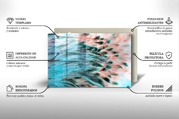 Steklena podloga za rezanje Boho ptičje perje