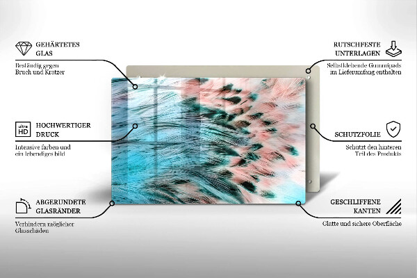 Steklena podloga za rezanje Boho ptičje perje