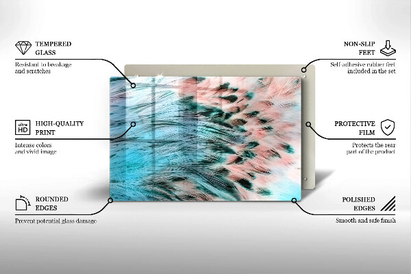 Steklena podloga za rezanje Boho ptičje perje