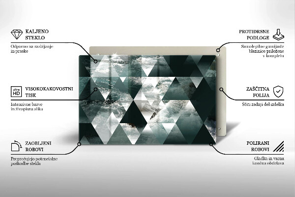 Steklena podloga za rezanje Trikotniki in voda