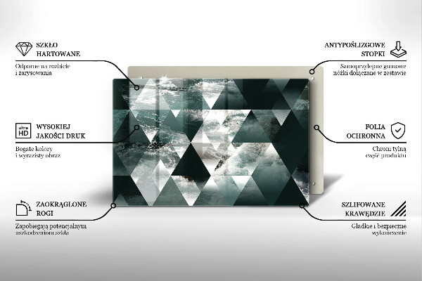 Steklena podloga za rezanje Trikotniki in voda