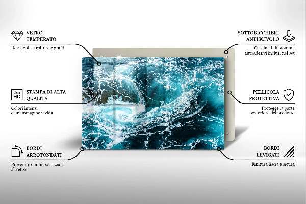 Steklena podloga za rezanje Peneči se valovi vode