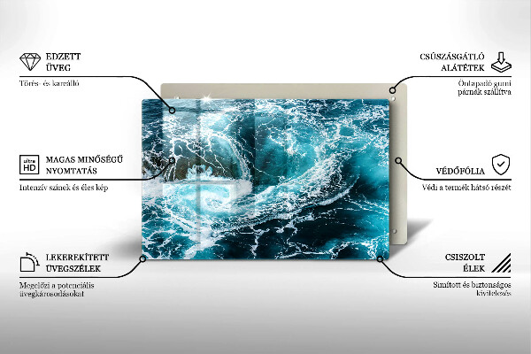 Steklena podloga za rezanje Peneči se valovi vode