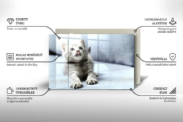 Steklena podloga za rezanje Majhna ljubka mucka