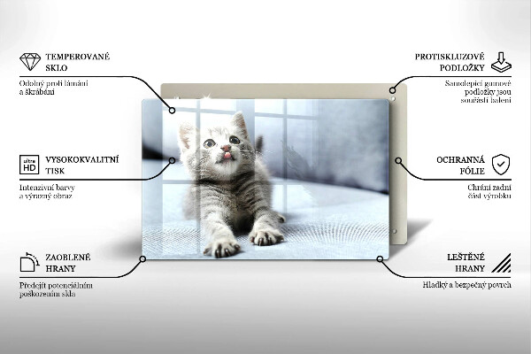 Steklena podloga za rezanje Majhna ljubka mucka