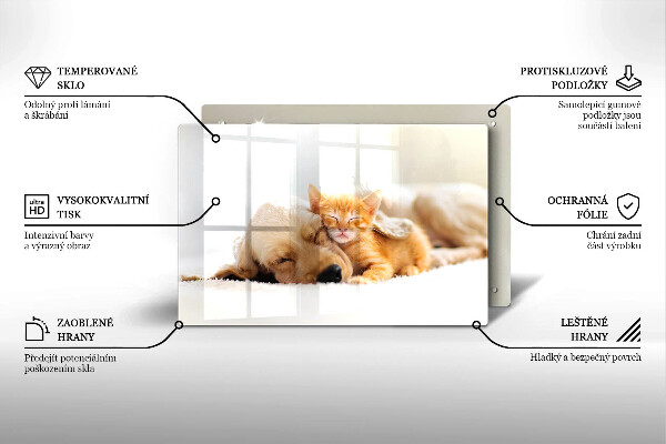 Steklena podloga za rezanje Živali pes in mačka