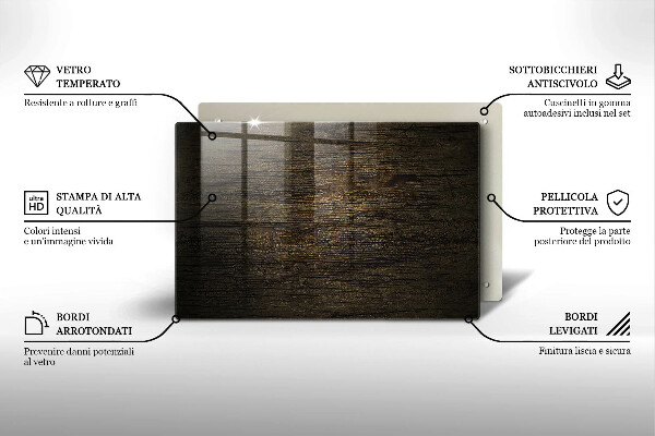 Steklena podloga za rezanje Tekstura lesnega lubja