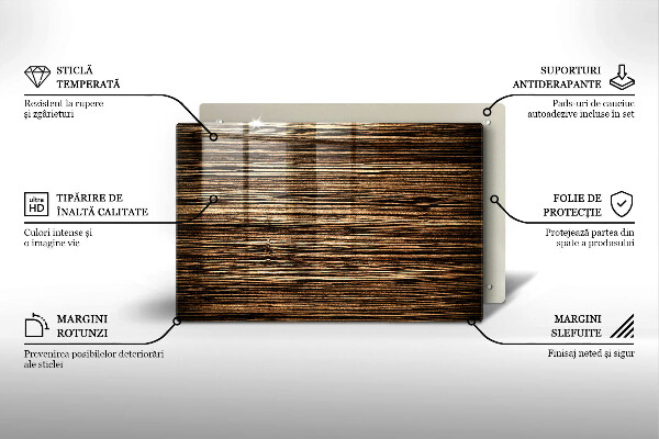 Steklena podloga za rezanje Tekstura lesa