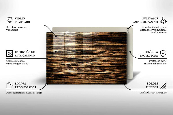 Steklena podloga za rezanje Tekstura lesa