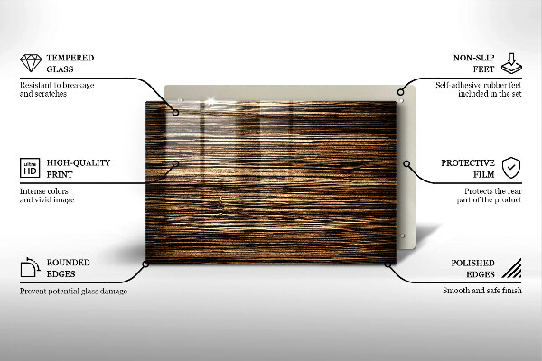 Steklena podloga za rezanje Tekstura lesa