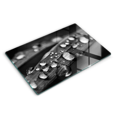 Steklena podloga za rezanje Kaplje rose na listih